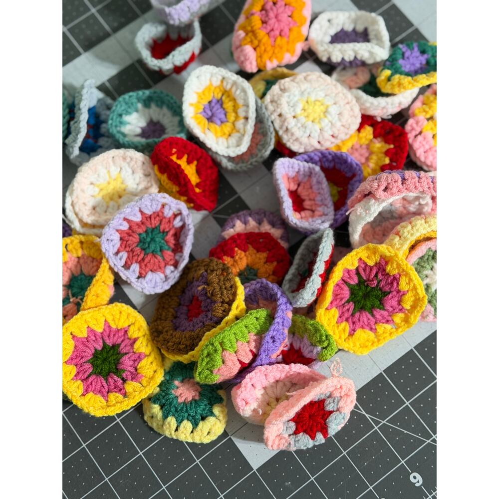 50pcs Hand-Crochet Floral Motif Set- Squares and Circles